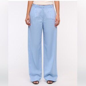 Abercrombie & Fitch Curve Love Sloane Low Rise Tailored Linen-Blend Pant
